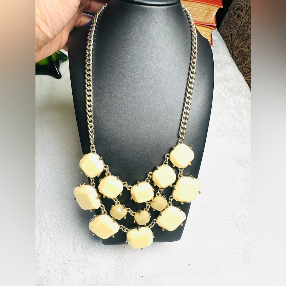 Vintage Bib Necklace & Bracelet/Empire Style/ Acrylic Real Stone and Rhinestones - Picture 6 of 8